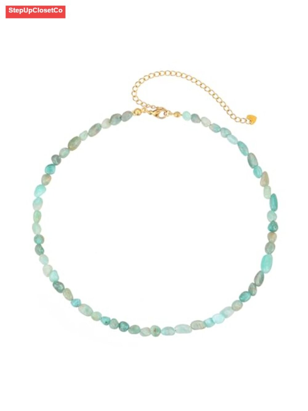 18k Gold Plated Natural Stone Choker Necklace Stainless Steel Rope Chain